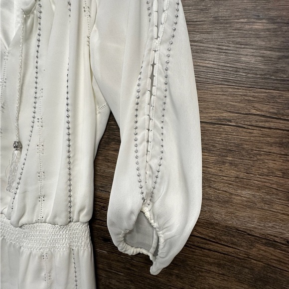 White House Black Market Cream White Off-the-Shoulder Bishop Sleeve Sundress - Picture 11 of 16